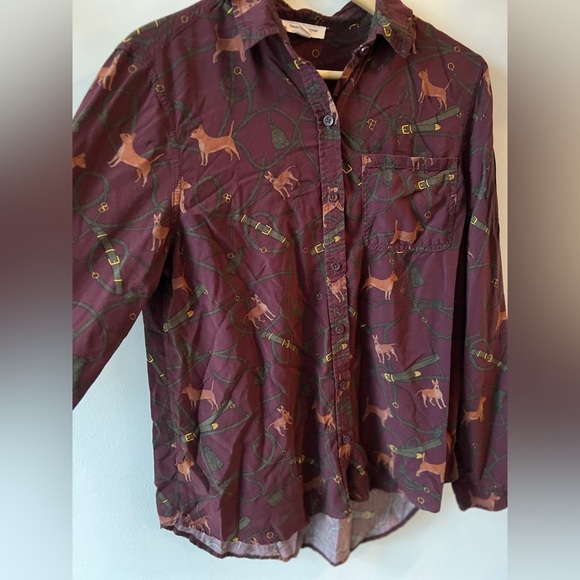 Beach Lunch Lounge Alana Dog Print Button Up Top Women Medium - Picture 11 of 13